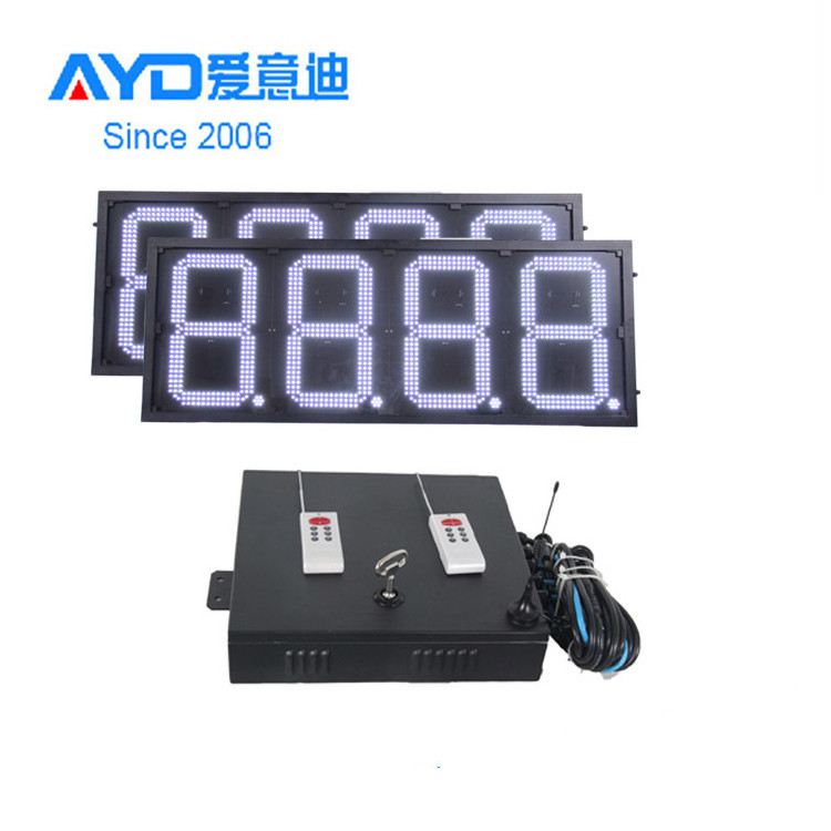 RF Remote Control Outdoor 12inch White Color LED Gasoline Price Display LED Fuel Price Sign