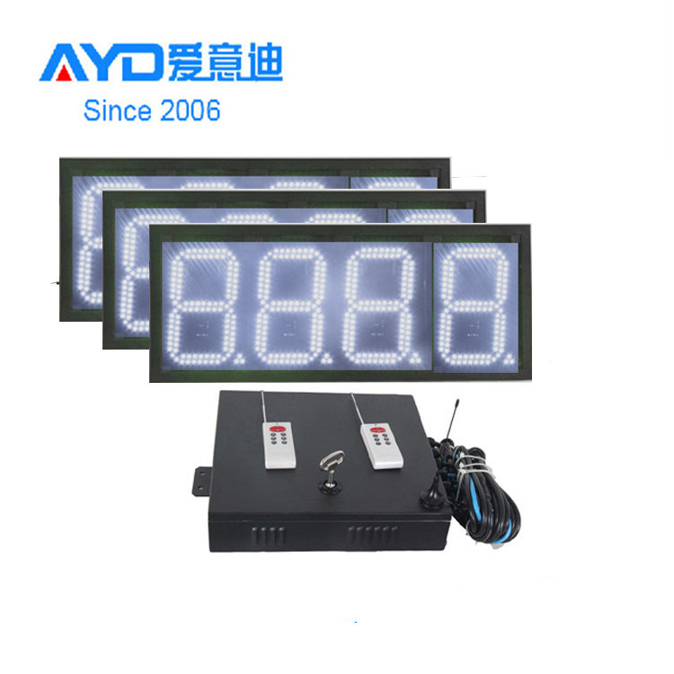 RF Remote Control Outdoor 12inch White Color LED Gasoline Price Display LED Fuel Price Sign