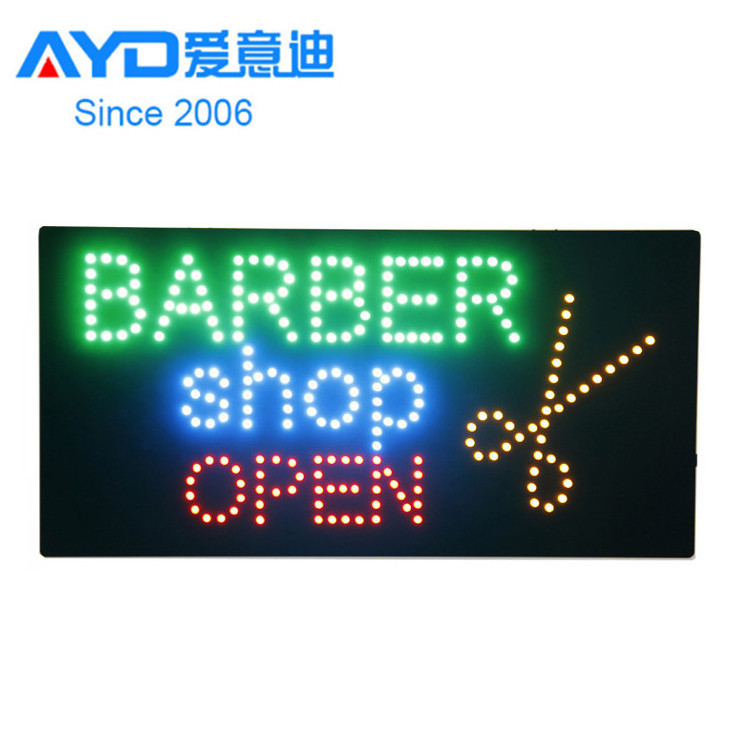 Ultra Bright Hanging Led Barber Shop Hair Salon Hair Cut Open Light Panel Sign Board Display for Business Shop Store Window