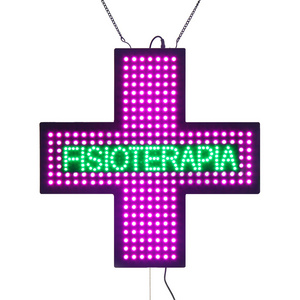 19*19" High Bright Electronic Pink Indoor LED Pharmacy Cross Sign "FISIOTERAPIA" Indoor Acrylic Led Cross Signs