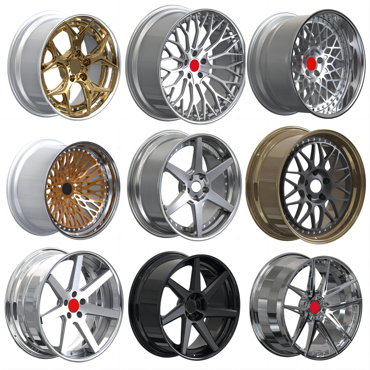 Custom 2 piece flower forged passenger car alloy rim 16-26 inch 5x108 5x100 5x114.3 5x120 wheel for Land Rover BMW Lexus