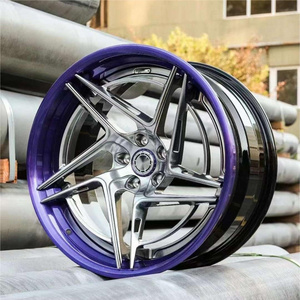 Hot Sale Custom Purple 5 Spoke 16-24 Inch 2 Piece Forged Passenger Car Wheel 5x108/112/114.3/120 Alloy Rim for Modification