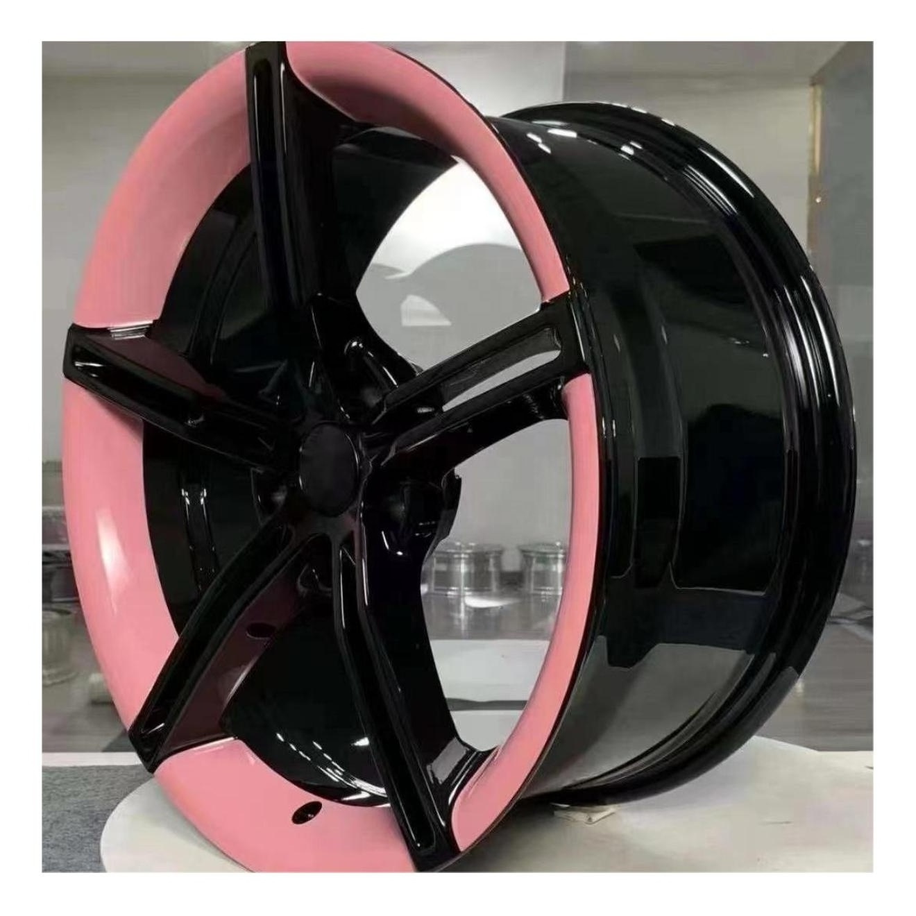 ZW Custom Forged Wheel 5X114.3 5X120 pcd 18 inch Gloss Black and Pink One-piece car rims for Porsche Paramera BMW Mercedes Benz