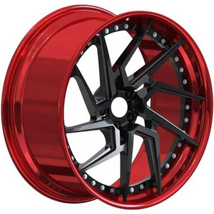 Custom 2 piece red forged passenger car alloy wheel 16/20/21 inch 5x100 5x114.3 5x120 deep concave rims for Land Rover Lexus