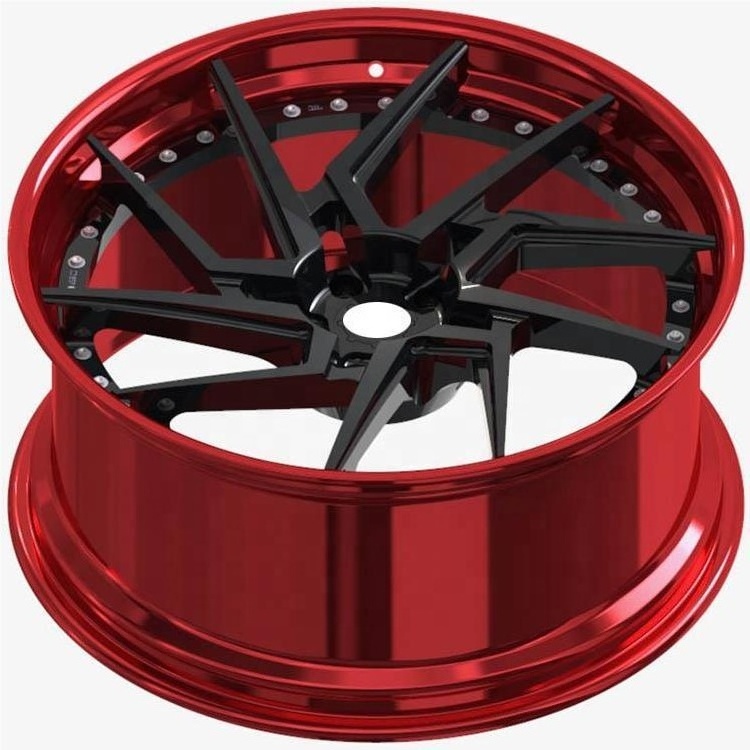 Custom 2 piece red forged passenger car alloy wheel 16/20/21 inch 5x100 5x114.3 5x120 deep concave rims for Land Rover Lexus