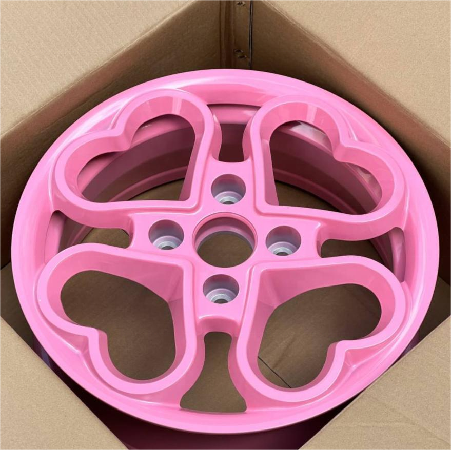 Ready to Ship Factory Direct Sale 4x114.3 15 Inch Pink Alloy Casting Wheels 15x6 ET38 CB73.1 Passenger Car Rims with Hearts