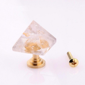 Natural Crystal Quartz Drawer Natural Stone Pulls knobs with gold plating With Wholesale Rate