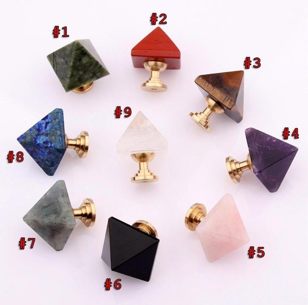 Natural Crystal Quartz Drawer Natural Stone Pulls knobs with gold plating With Wholesale Rate