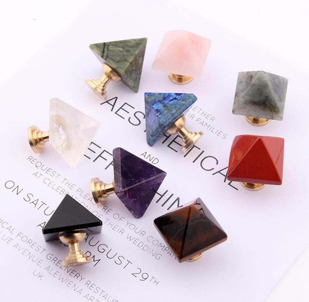 Natural Crystal Quartz Drawer Natural Stone Pulls knobs with gold plating With Wholesale Rate