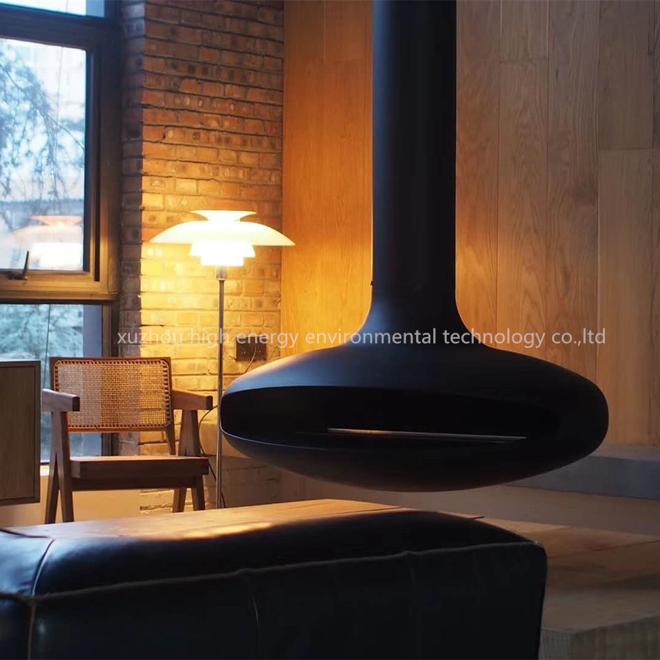 suspended stove wood burning heaters ceiling mounted fireplace indoor heating