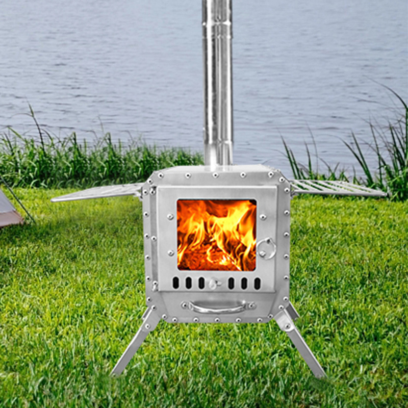 outdoor small camping cooking wood burning tent pellet heating stove