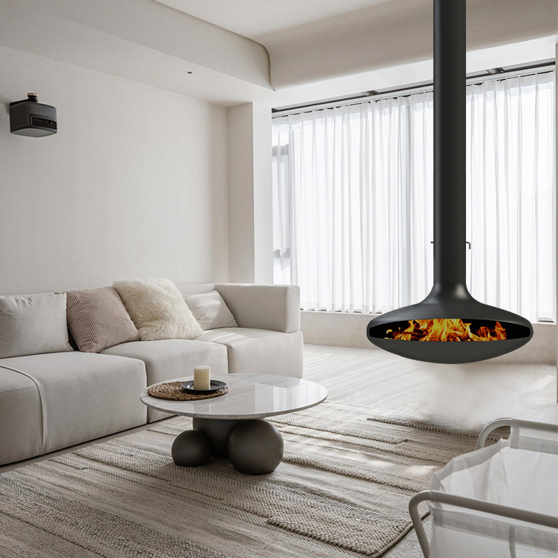 Hot Sale Indoor Hanging Fireplace Suspended Wood Burning Fireplace with Chimney