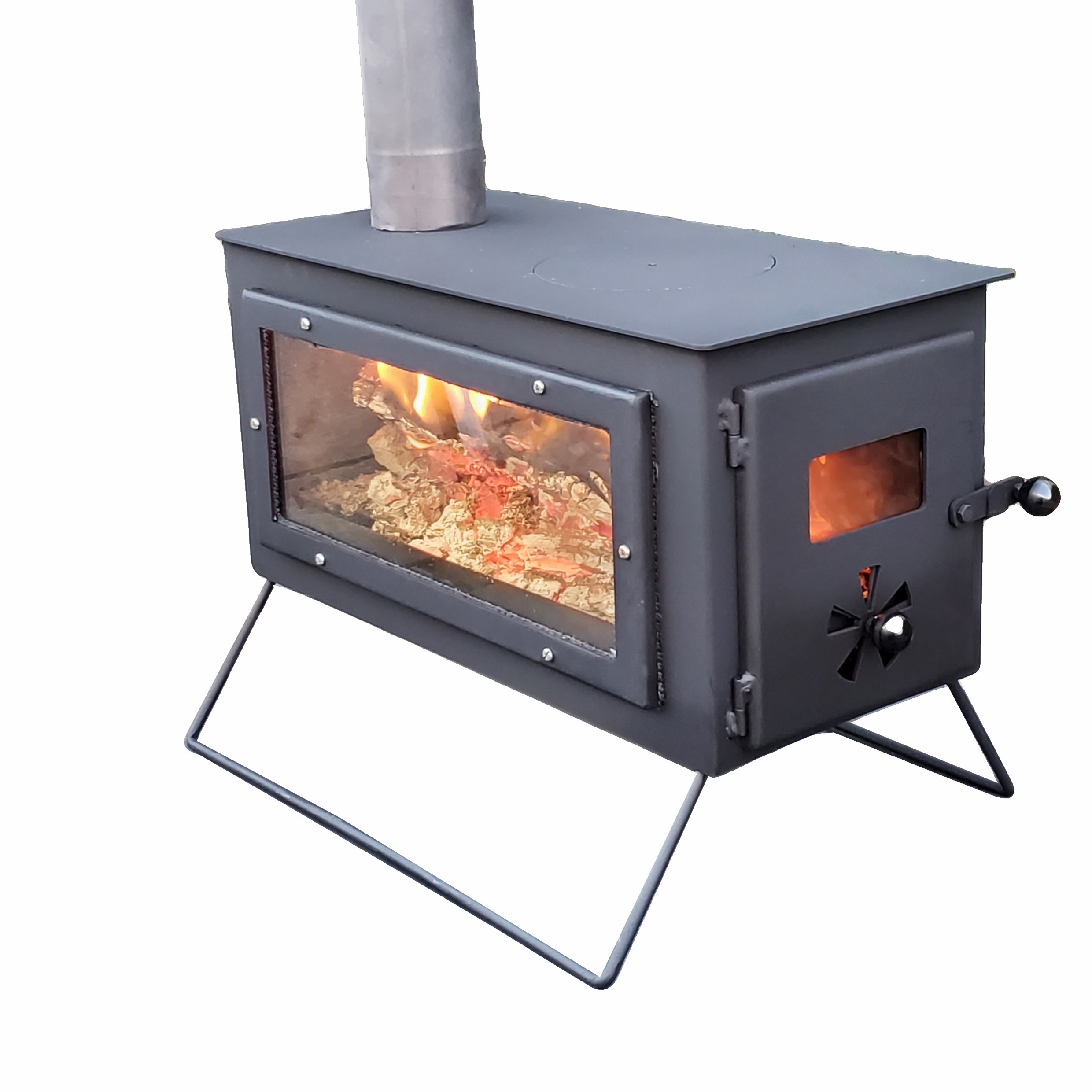 C-11 portable wood tent stove with water heater