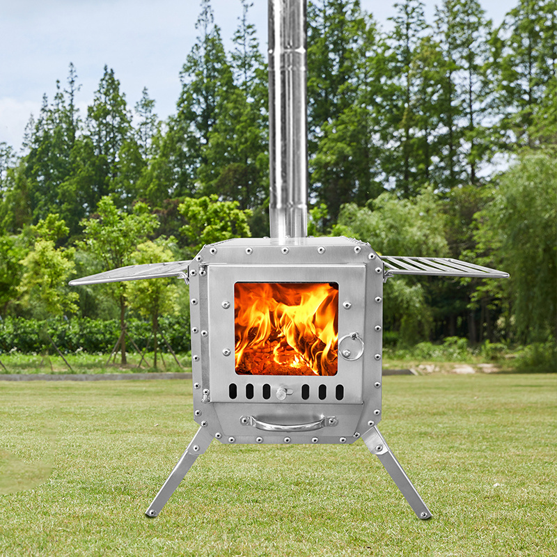 outdoor small camping cooking wood burning tent pellet heating stove