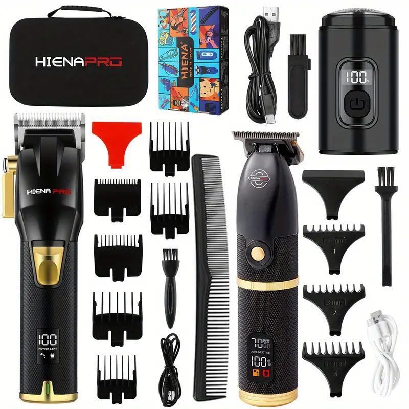 HIENA Men's Beard Trimmer Hair Clipper USB Rechargeable Hair Clipper Professional Men's Razor Hair Cutting Machine