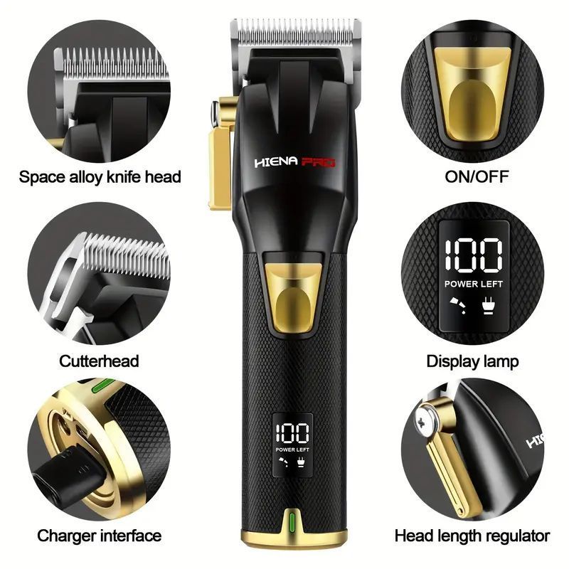 HIENA Men's Beard Trimmer Hair Clipper USB Rechargeable Hair Clipper Professional Men's Razor Hair Cutting Machine