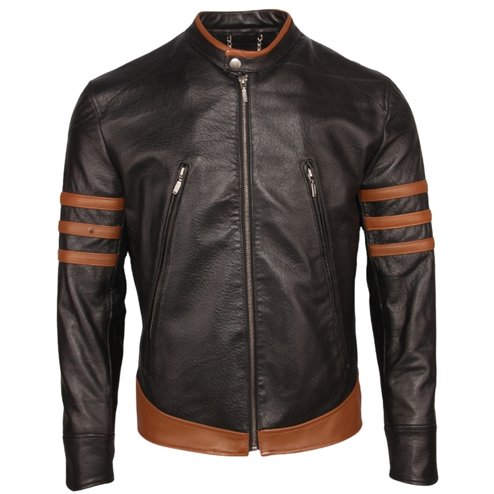 Genuine Black Leather Biker Jacket for Men - High-End Lambskin, Classic Motorcyclist Look, Great for Seasonal Wear.