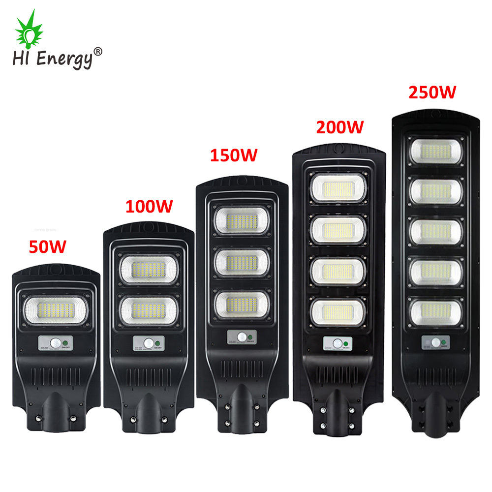 Hi Energy 30W 50W 60W 90W 100W 120W 150W 200W all in one solar street light outdoor waterproof integrated solar led street light