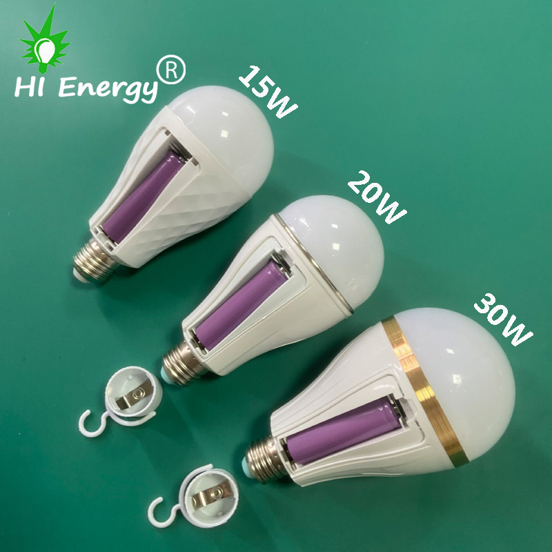 HiEnergy factory direct sale rechargeable led bulbs 15w 20w 30w rechargeable bulb emergency led lighting