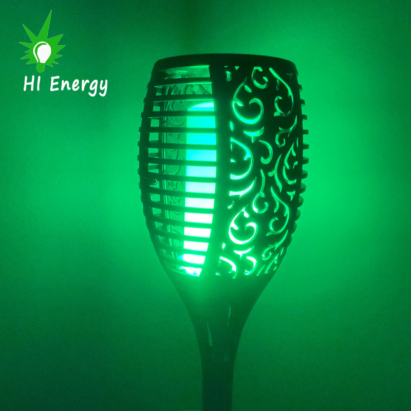 HiEnergy landscape home garden decoration flickering flame torch solar 96led solar led outdoor torch