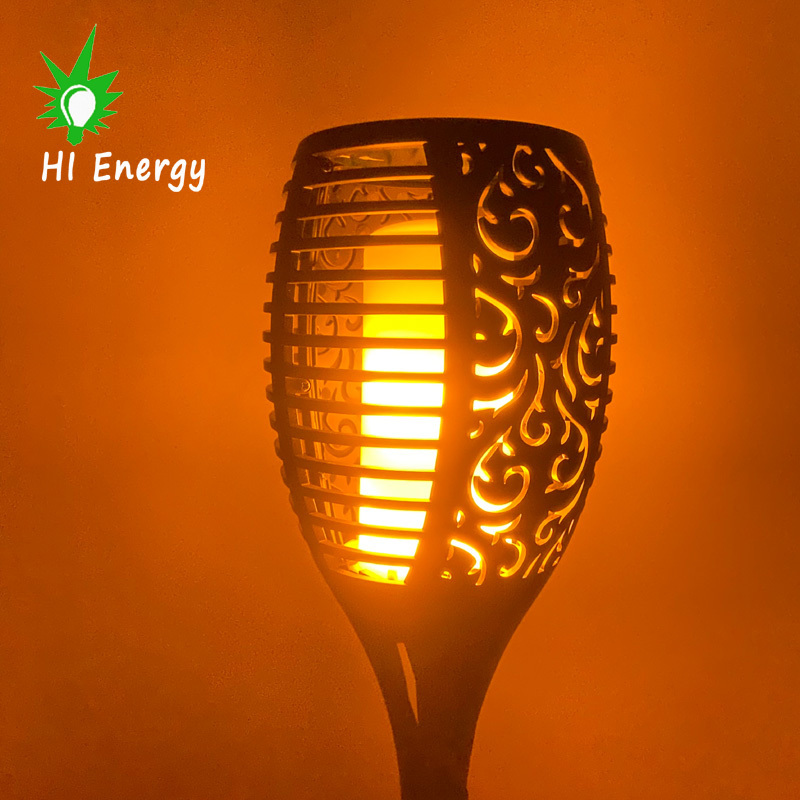 HiEnergy landscape home garden decoration flickering flame torch solar 96led solar led outdoor torch