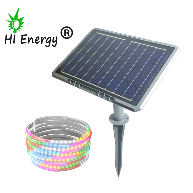 HiEnergy solar powered led strip lights flexible outdoor waterproof solar decorative garden light ip65 10m 20m