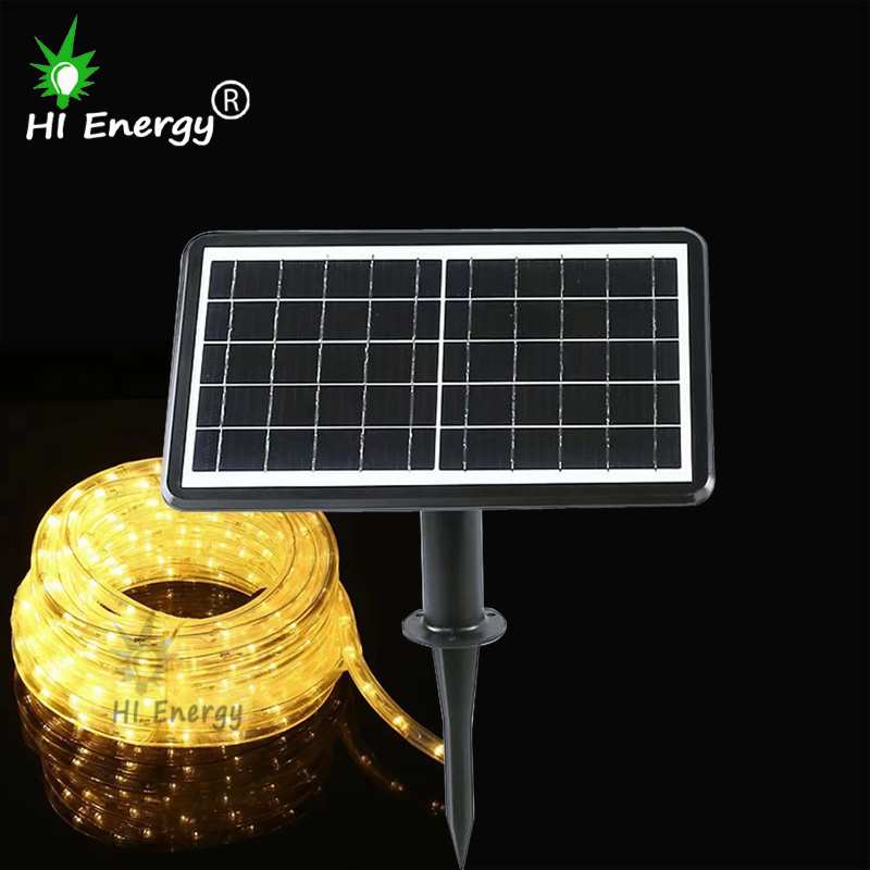 HiEnergy solar powered led strip lights flexible outdoor waterproof solar decorative garden light ip65 10m 20m