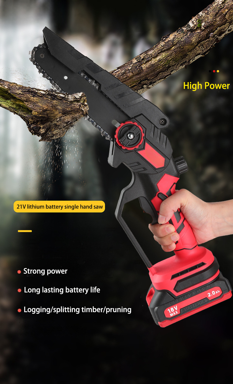 HEK-C108 Rechargeable handheld chain saw mini chainsaw battery powered electric saw cordless power tools garden tool sets