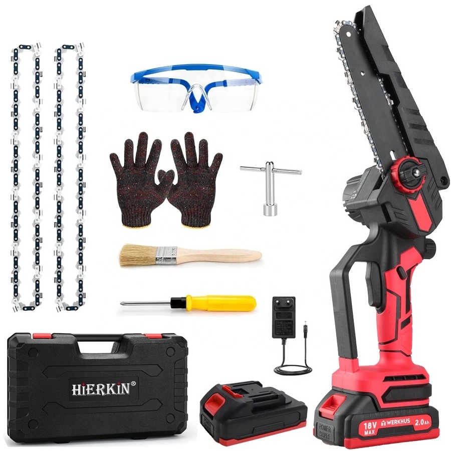 HEK-C108 Rechargeable handheld chain saw mini chainsaw battery powered electric saw cordless power tools garden tool sets