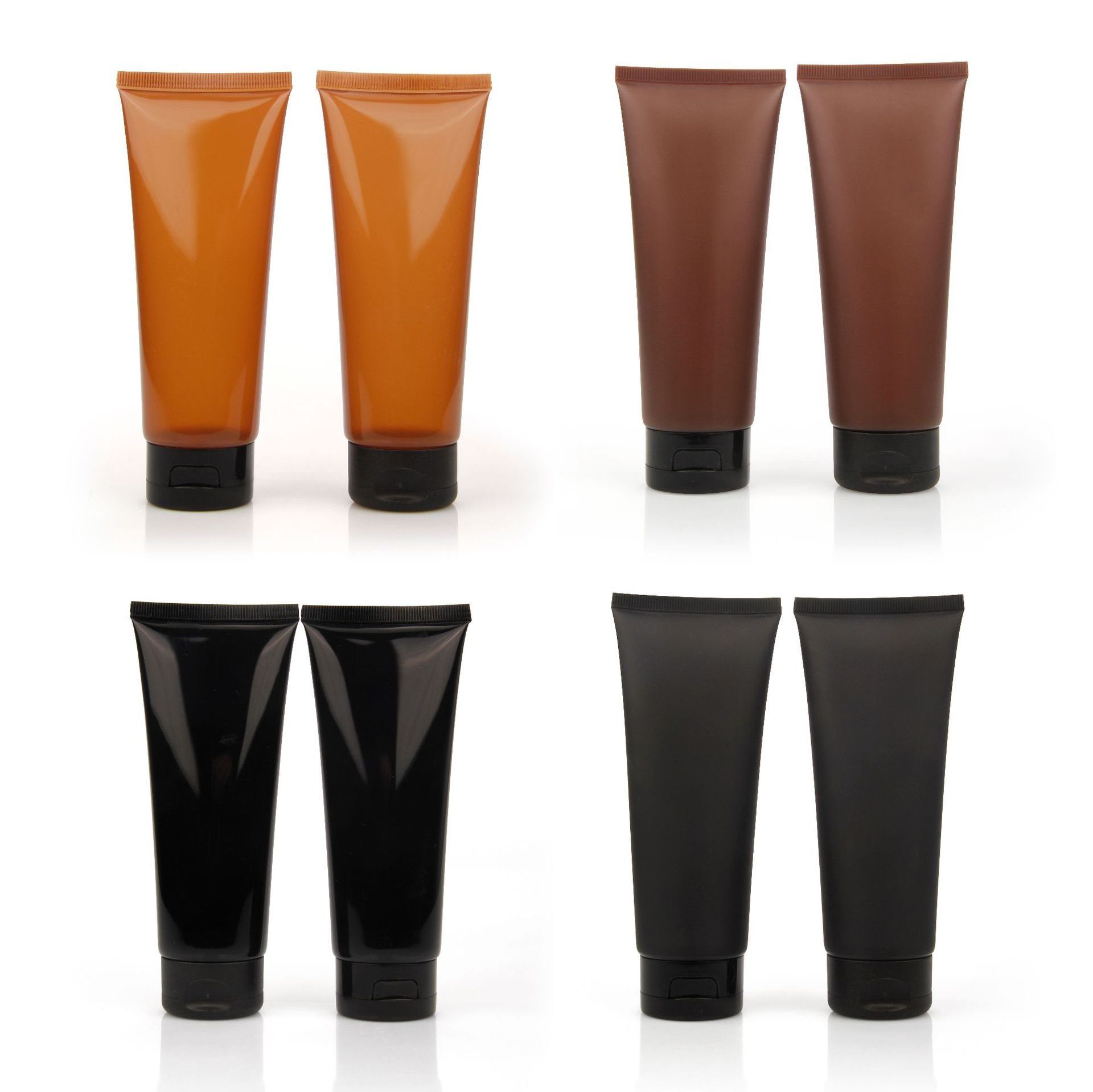 New 100ml Squeeze Amber Black Matte Empty Cosmetic Tubes Flip Lid Packaging Tube for Body Lotion Shampoo