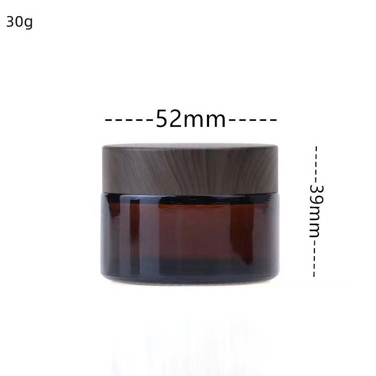 5g 10g 15g 20g 30g 50g 100g Amber Glass Cream Jars with Black Bamboo Tops Brown Glass Bottles with Plastic Bamboo lid