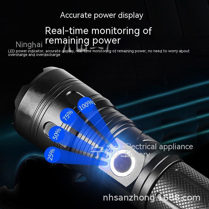 P70 Glare Flashlight Type-C Charging Zoom Power Display Charging Treasure Vibrating White Laser Flashlight