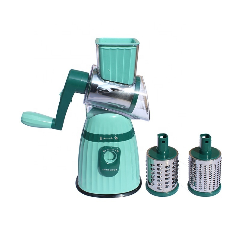 Hot Sale Vegetable Slicer Fruit Cutter Cheese Shredder Rotary Drum Grater with 3 Stainless Steel