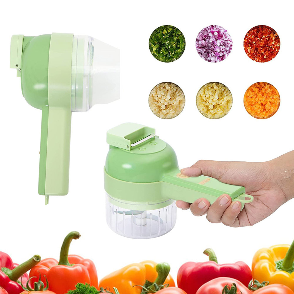 4 in 1 Handheld Electric Vegetable Cutter Set Vegetable chopper Wireless Food Processor for Garlic Pepper