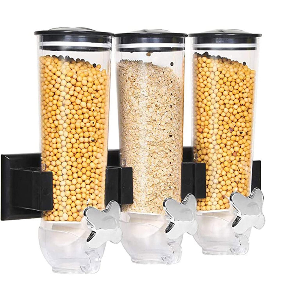 Popular 3 Pack Wall Mount Cereal Dispenser Double Dry food Dispenser for Kitchen