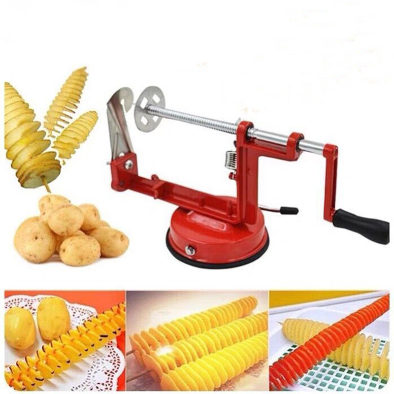 Twisted Potato Slicer Spiral French Fry Cutter Potato Hand-cranking Spiralizer Kitchen Slicer