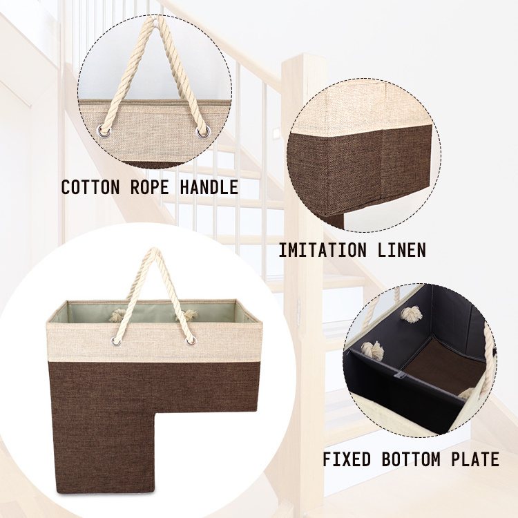 Fashion staircase bag folding canvas stair basket Stair step basket storage rack with long handles