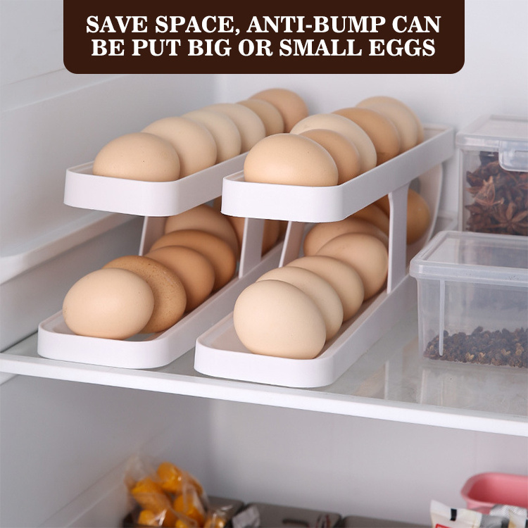 Rolling Egg Dispenser For Refrigerator Egg Holder Space Saving Automatic Egg Storage Container For Kitchen