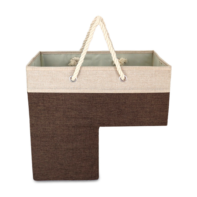 Fashion staircase bag folding canvas stair basket Stair step basket storage rack with long handles