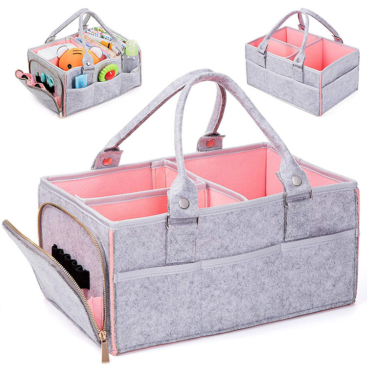 Hot Sale Baby Diaper Caddy Organizer Portable Felt Diaper Caddy Basket