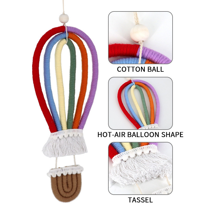 Nordic Style Cotton rope Hot Air Balloon Wall Hanging Ornament Decor Christmas Gift