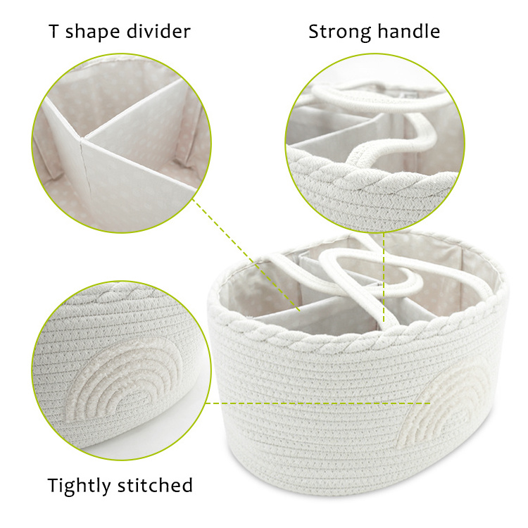 Large Capacity Woven Cotton Rope Basket For Diapers And Toys Baby Diaper Caddy Organizer Nursery organizer