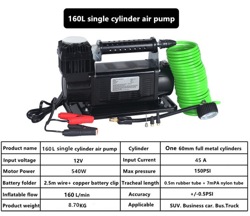 3663 Tire Inflator 300L/Min 150 PSI Portable Air Pump Pressure Pump Tire for Car Tires Trucks & Inflatables