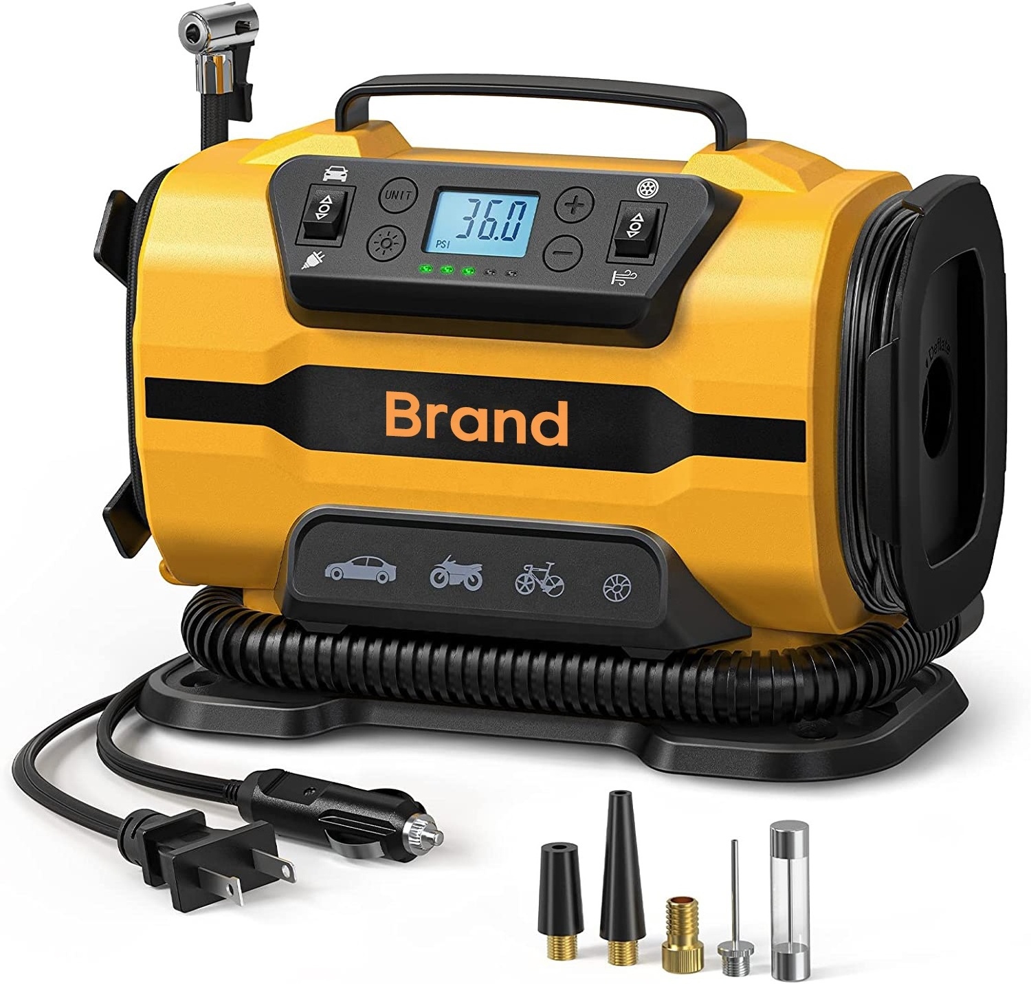 Portable Tire Inflator Air Compressor,12V DC/120V AC Dual Tire Pump For Bike,Car Tires with digital display