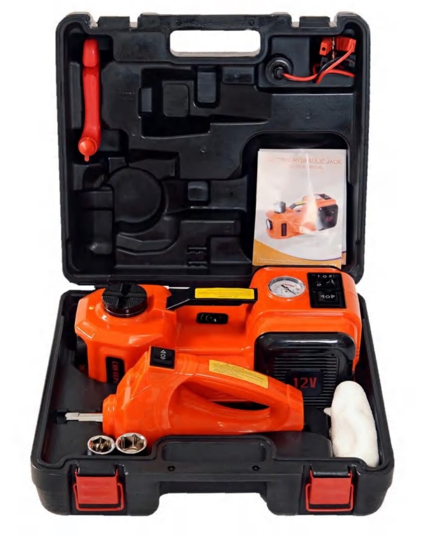 HF-045 Multi-functional Electric Car Jack with Car Air Compressor &  Wrench Car Repair Tools Kit