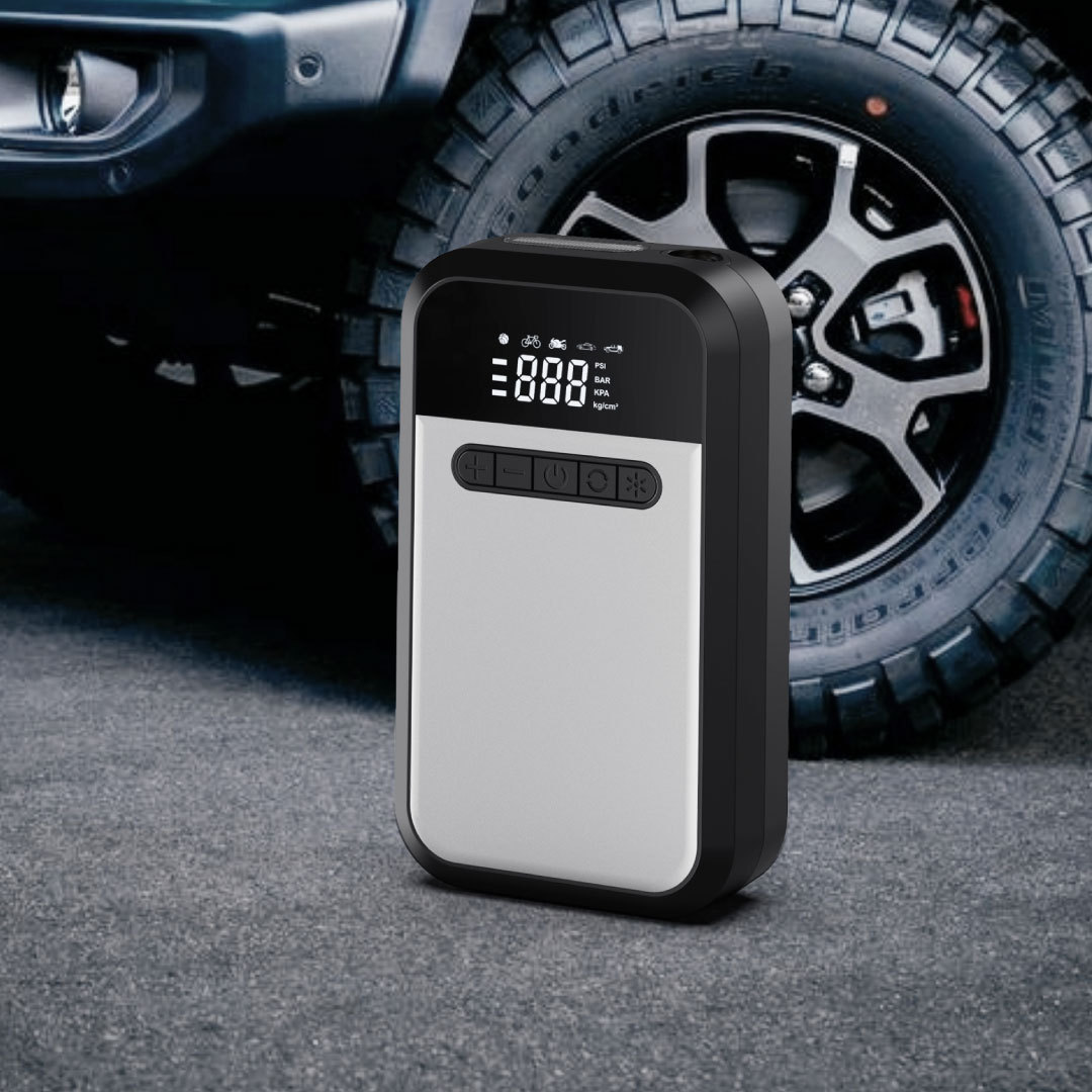 HF8221SH Portable Tire Inflator 12V Air Compressor with Battery Digital Screen Emerncy LED Light for Tire Inflation