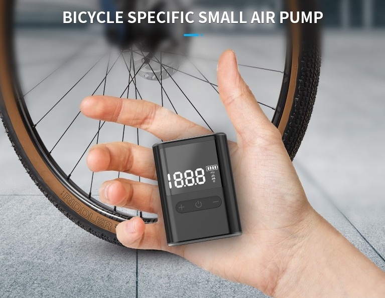 HF-C8SH Lightweight Mini Portable Inflatable Pump High-Energy 12V Bike Air Compressor with Tire Pressure Monitor