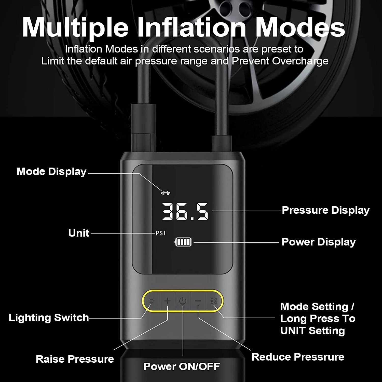 Portable wireless Air Pump car 12v Tire Inflator  mini compressor air car tyre inflator Pompe gonflable de voiture