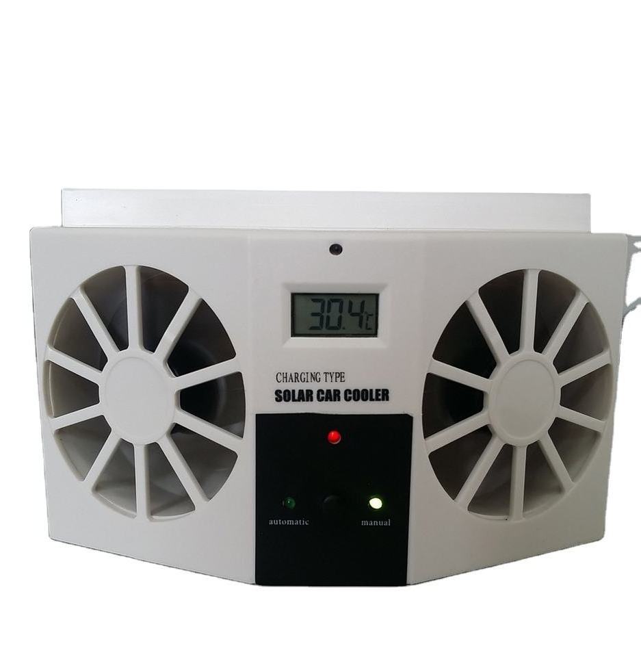 HF-606 popular Solar Portable two fan Cooling Interior Car Solar Powered Auto Fan ventilation  Cool Solar electric car fan