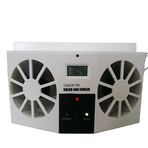 HF-606 popular Solar Portable two fan Cooling Interior Car Solar Powered Auto Fan ventilation  Cool Solar electric car fan